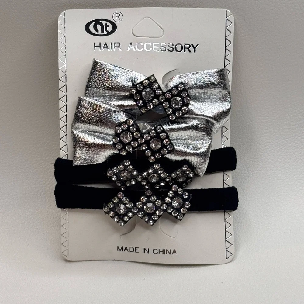 Gold and Black Hair Accessories with Elegant Rhinestone Embellishments